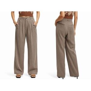 Reformation Mason Pants Khaki Brown Trouser Wide Leg High Waist Relaxed 0 - $188